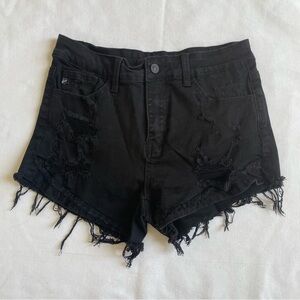 KanCan Distressed Denim Jean Shorts Raw Hem Womens 27
